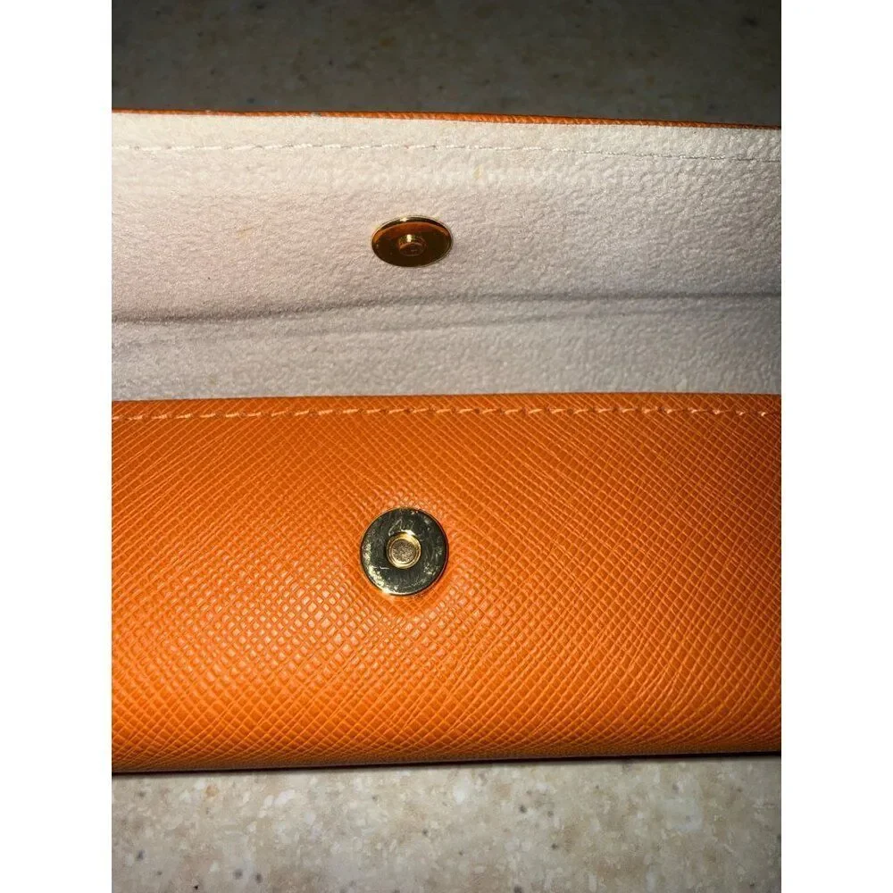 Tory Birch Orange With Gold Logo Reading Glasses Case‎